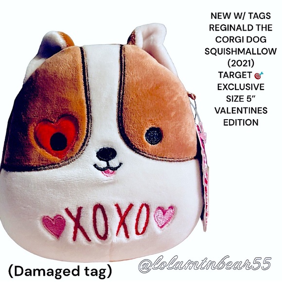 NWT OG REGINALD THE CORGI SQUISHMALLOW TARGET EXCLUSIVE VALENTINE DAY EDITION 5” - Picture 1 of 8